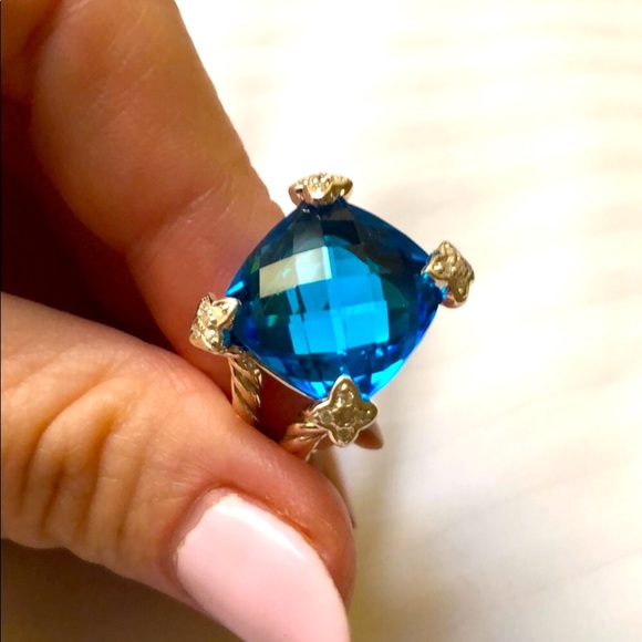 David Yurman Jewelry - David Yurman Cushion on Point Hampton Blue Topaz